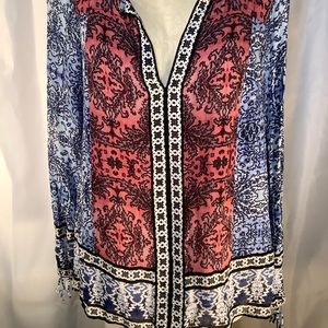 Lucky Brand Boho Pink Multi Stunning Top Blouse S